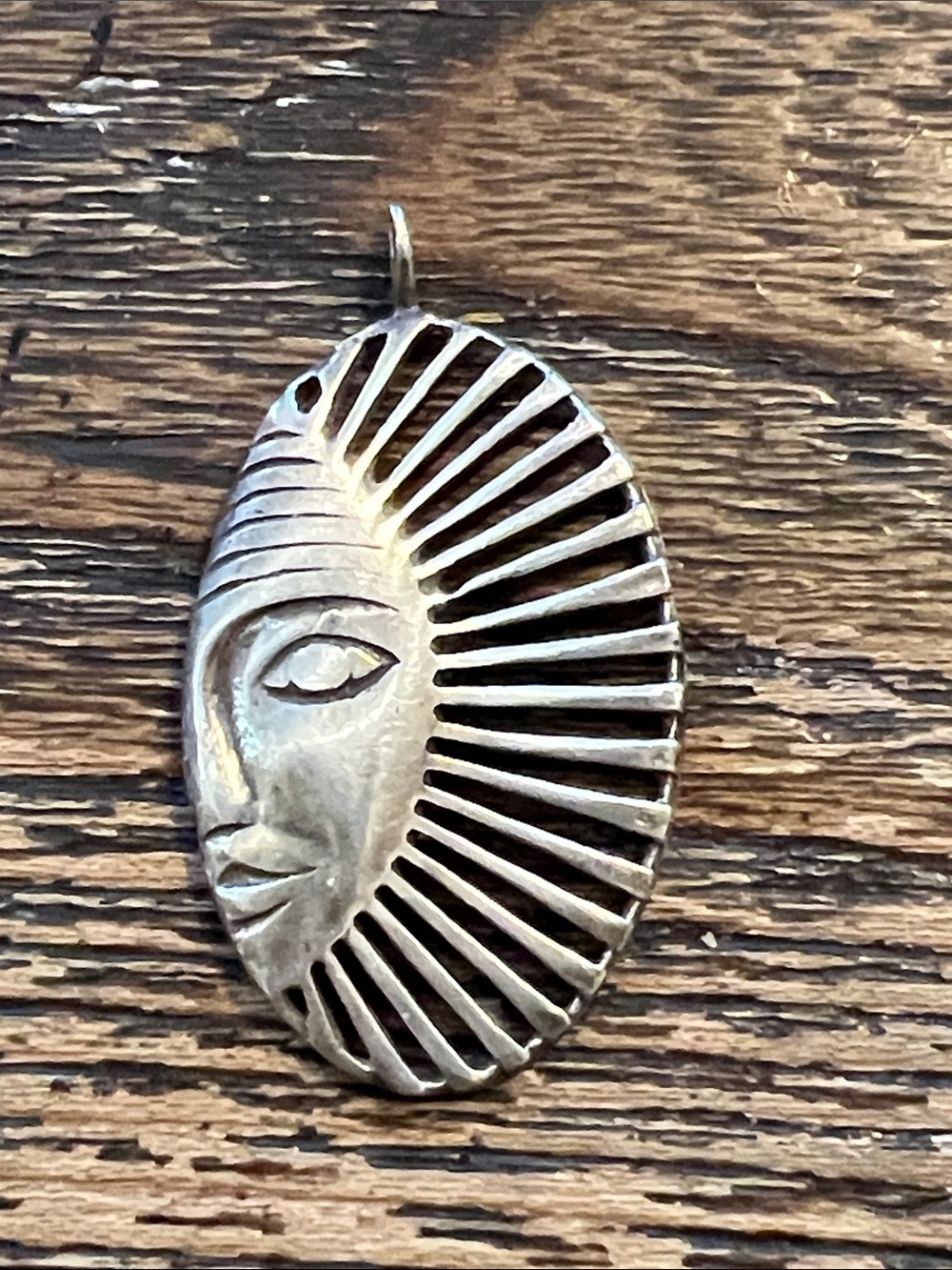 Unmarked Vintage Sterling Silver Half sun pendant